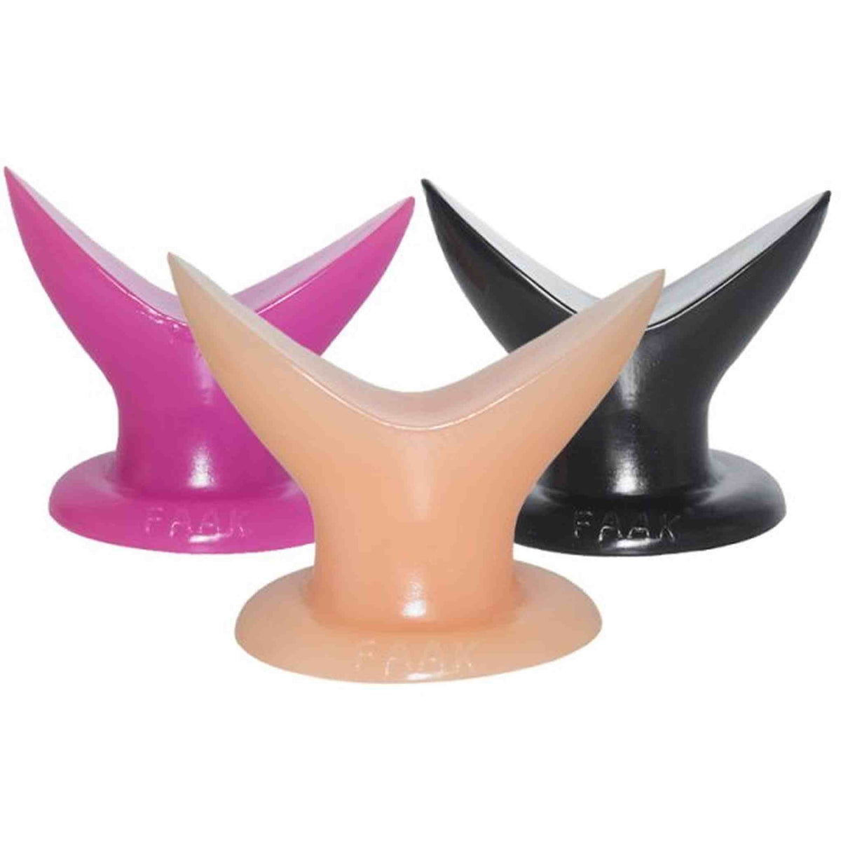 Set tre espansori anali FAAK-065 rosa, beige e nero vista frontale