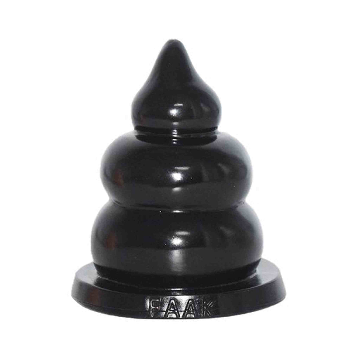 Plug anale nero opaco FAAK con marchio inciso sulla base piatta e design ad anelli