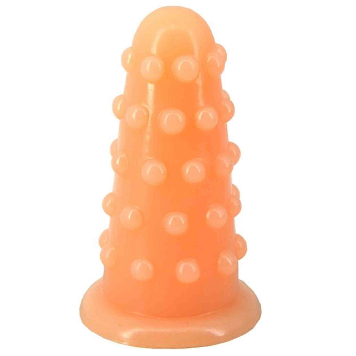 Plug anale arancione chiaro con protuberanze sferiche e base piatta