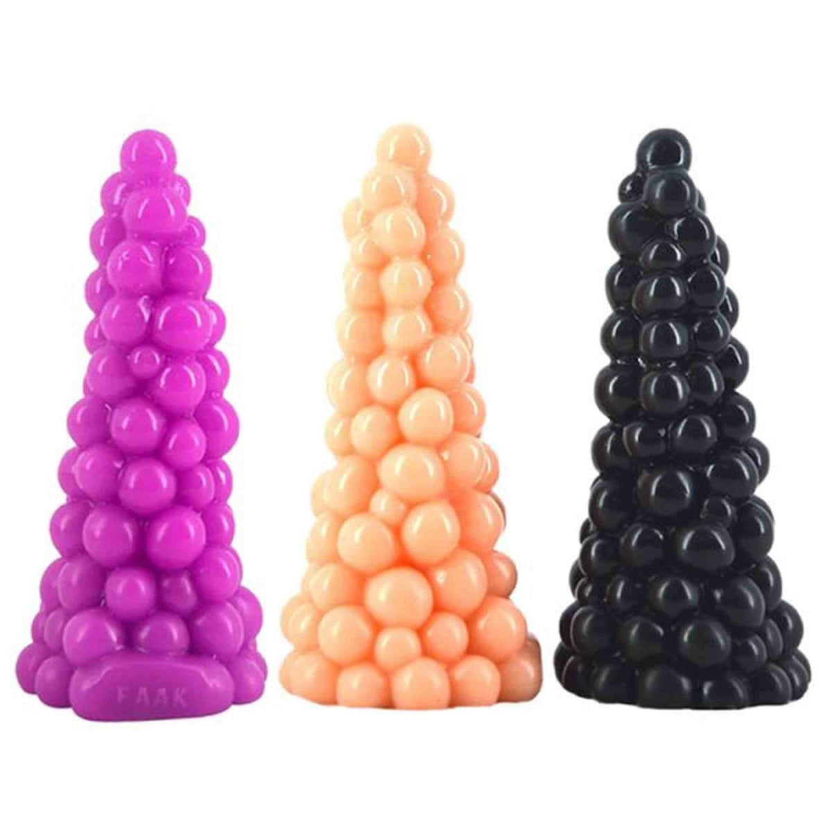 Set tre plug anal colore viola arancione nero struttura sferica