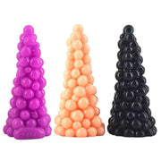 Set tre plug anal colore viola arancione nero struttura sferica