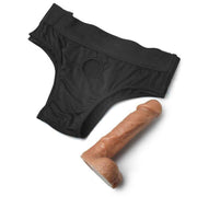 Set dildo anatomico carne e fascia elastica nera per masturbazione