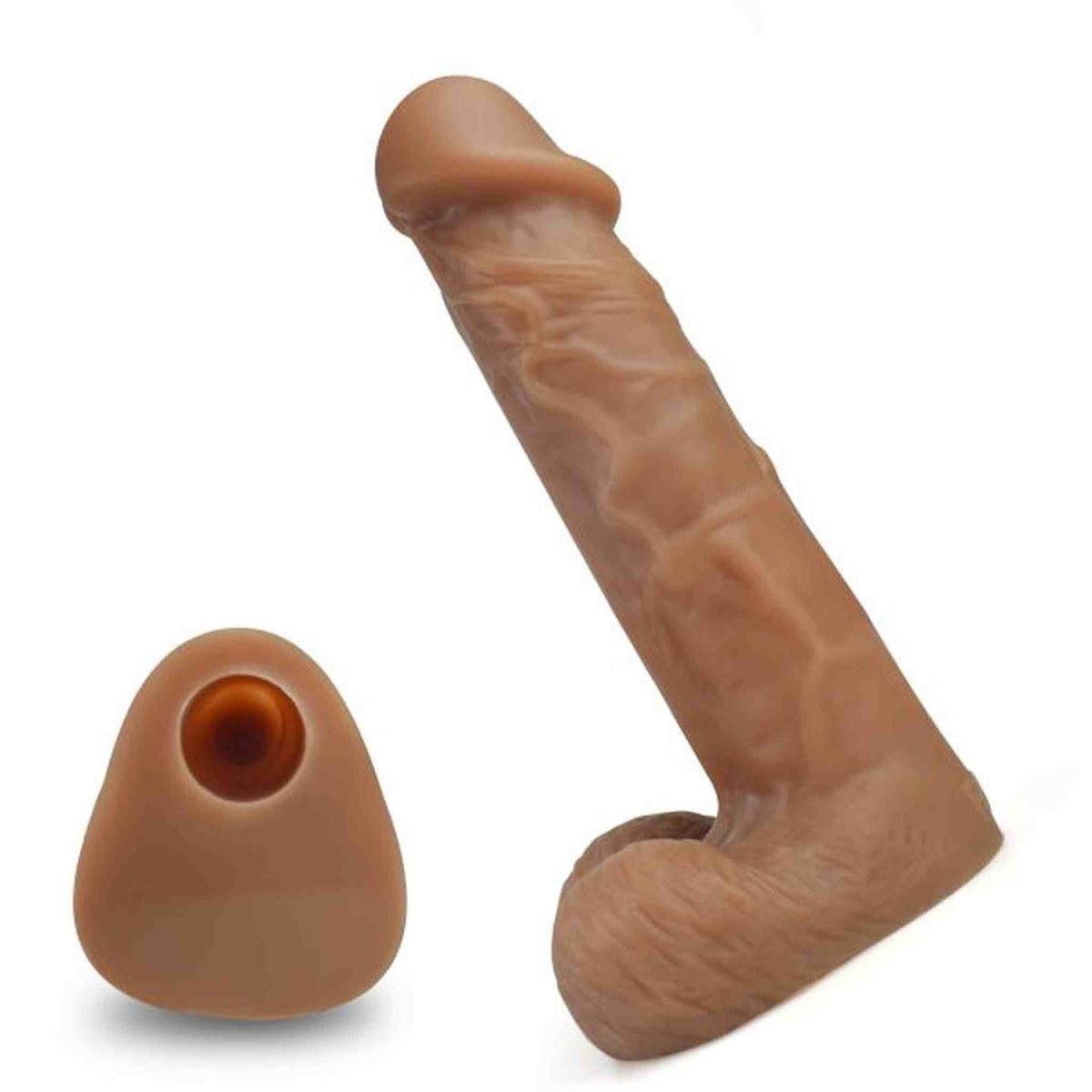 Dildo anatomico carne 17,2 cm con base piatta e accessorio triangolare