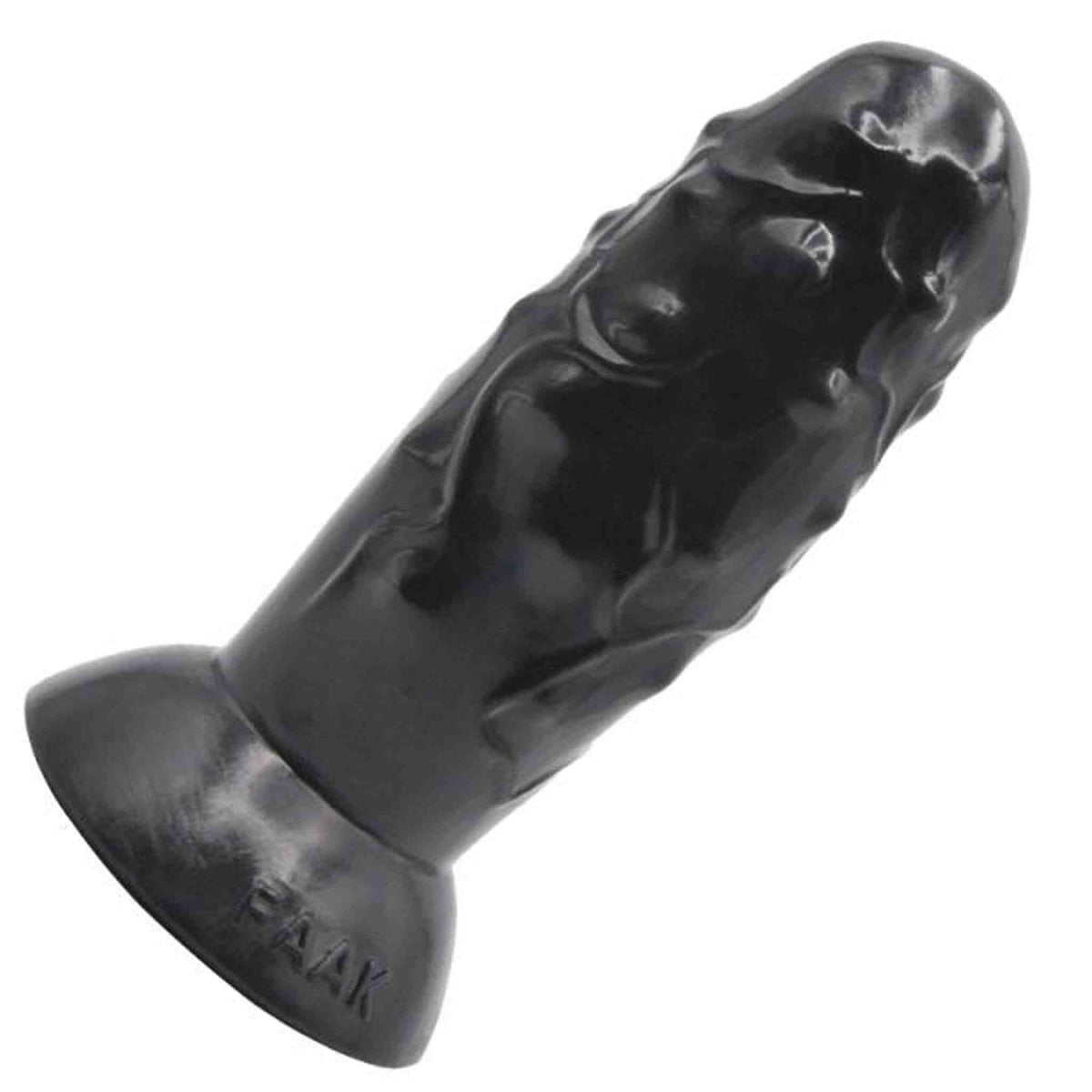 Dildo nero realistico in silicone lucido con logo FAAK inciso