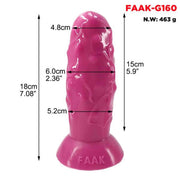 Dildo rosa FAAK-G160 in silicone con misure grafiche e peso 463g