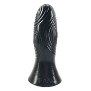 Dildo nero FAAK in silicone lucido con righe ondulate e base ampia