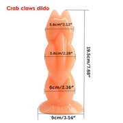 Plug anal zampa di granchio arancione con misure dettagliate 19,5 cm altezza