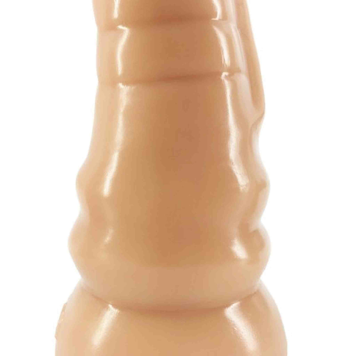 Dildo color pelle chiaro realistico con curvatura naturale e anelli