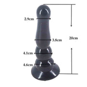 Misura plug anale nero 20 cm in silicone lucido con dettagli larghezza testa e corpo