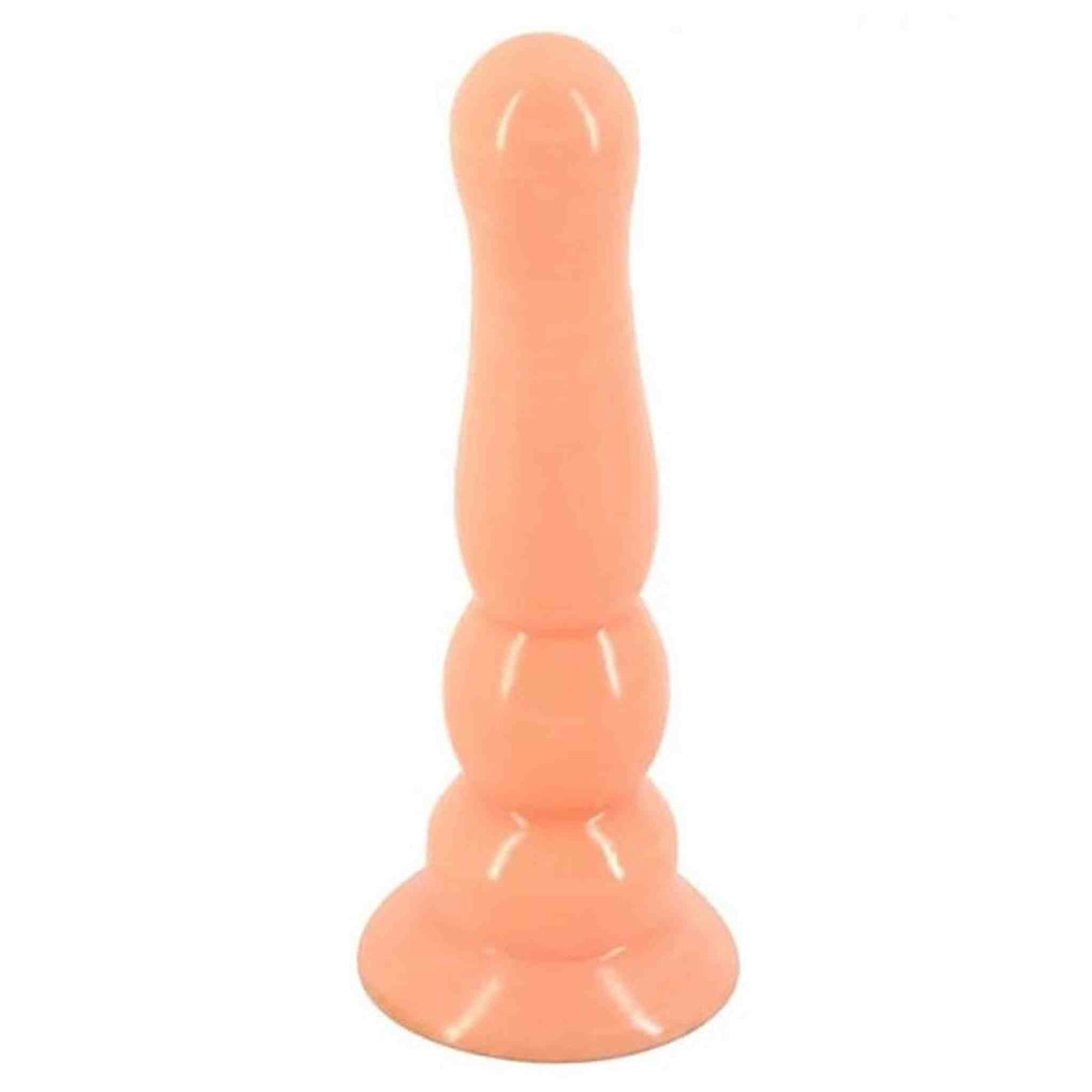 Plug anale arancione chiaro in silicone lucido liscio con base piatta e design ergonomico