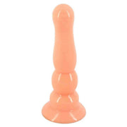 Plug anale arancione chiaro in silicone lucido liscio con base piatta e design ergonomico