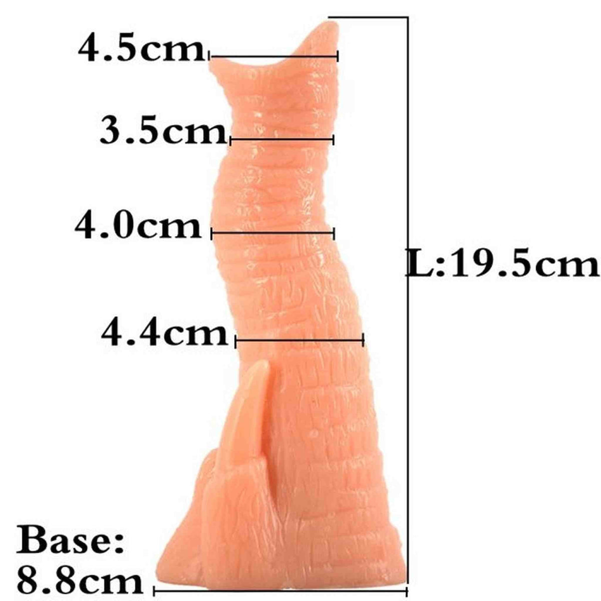 Dildo anali elefante arancione misura 19.5 cm con superficie rigata e base artigliata