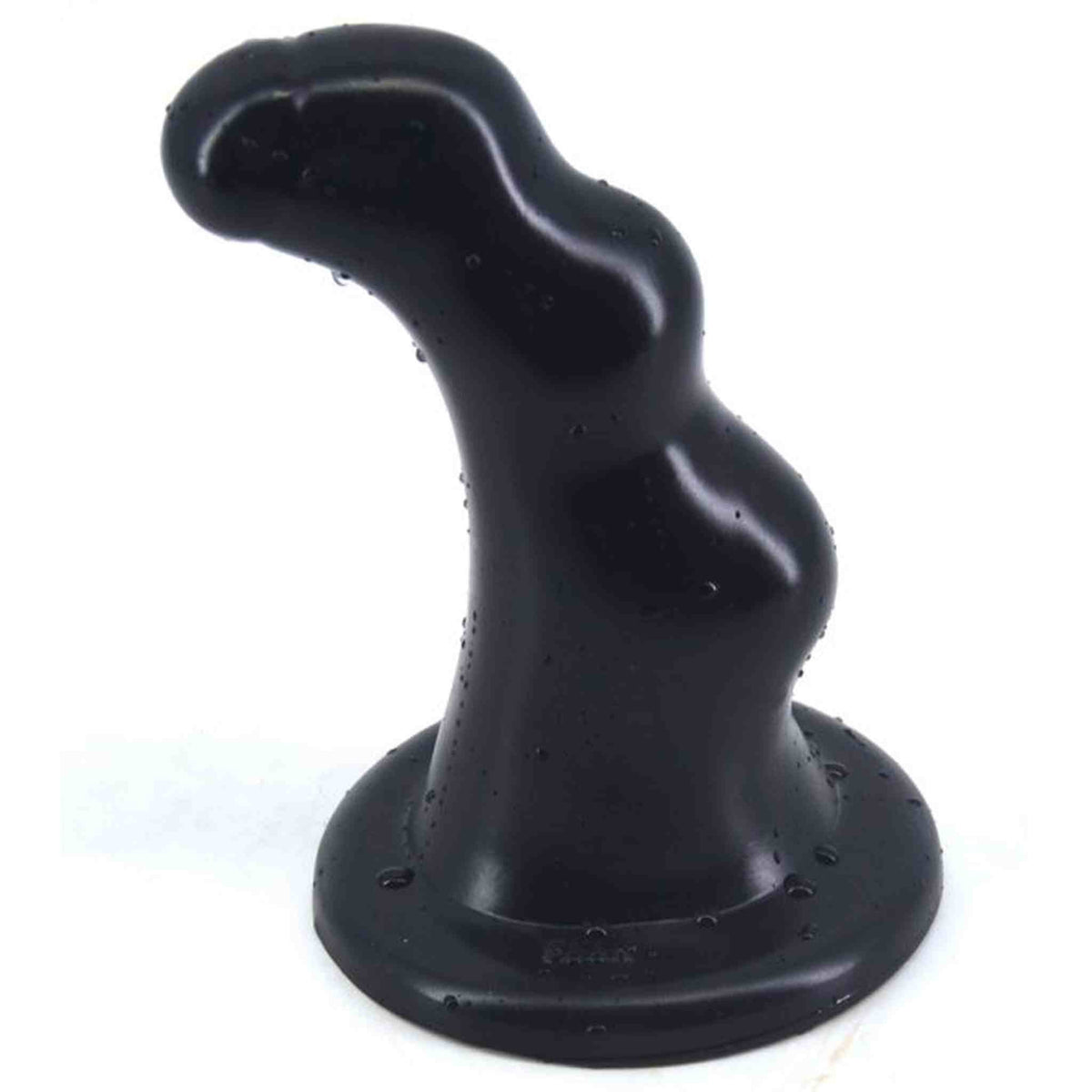 Plug anale nero unico con forma curva, superficie lucida e base incisa FAAK