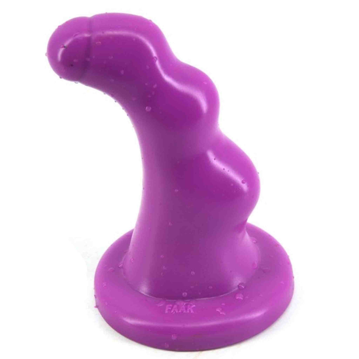 Plug anale viola unico con curva e superficie lucida, base piatta incisa FAAK