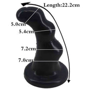 Plug anale nero con grafico misurazione lunghezza totale 22.2 cm e curve definite