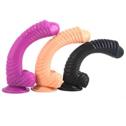 Set di 3 plug anali curvi rigati Magmara viola beige nero