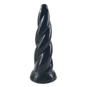 Dildo singolo nero opaco a forma di spirale con righe profonde e base piatta marchio FAAK