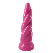 Dildo singolo a spirale rosa acceso con superficie lucida e base piatta marchio FAAK