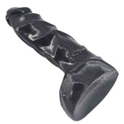 Dildo nero lucido da 24 cm resistente all'acqua con texture ondulata