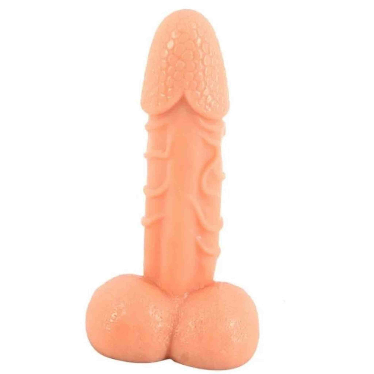 Plug anale rosa salmone Magmara 25cm con testicoli e superficie a bolle