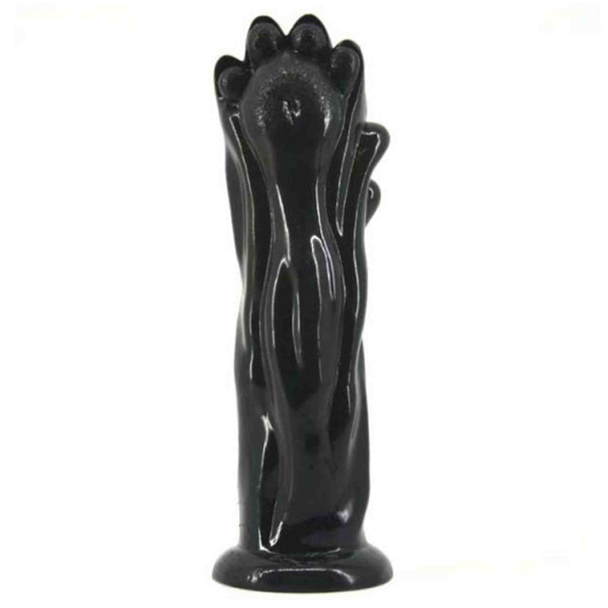 Plug anal zampa di orso nero lucido 26 cm vista frontale