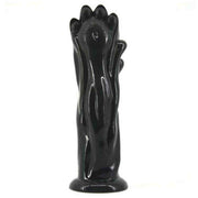Plug anal zampa di orso nero lucido 26 cm vista frontale