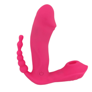 Lato vibratore rosa silicone morbido con anelli per stimolazione anale