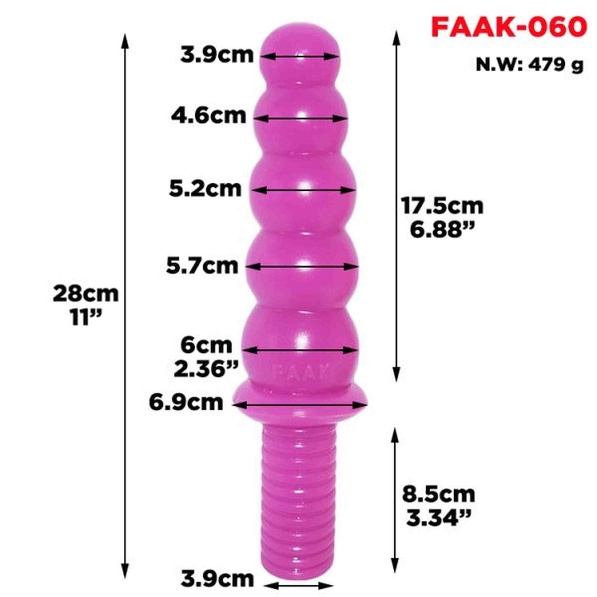Misure dettagliate plug anale rosa modello FA AK-060
