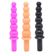 Set di tre plug anali viola, arancione e nero con anelli sferici