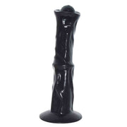 Dildo nero lucido 36cm Magmara texture ondulata base piatta