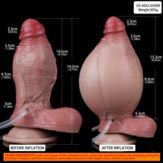 Confronto dimensioni dildo gonfiabile prima e dopo l'inflazione con etichetta codice