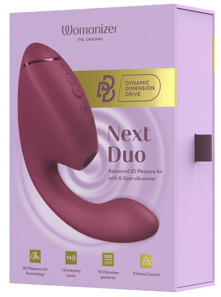 Womanizer Next Duo: succhia clitoride 3D e vibratore per il punto G, Rosso vino, foto 7