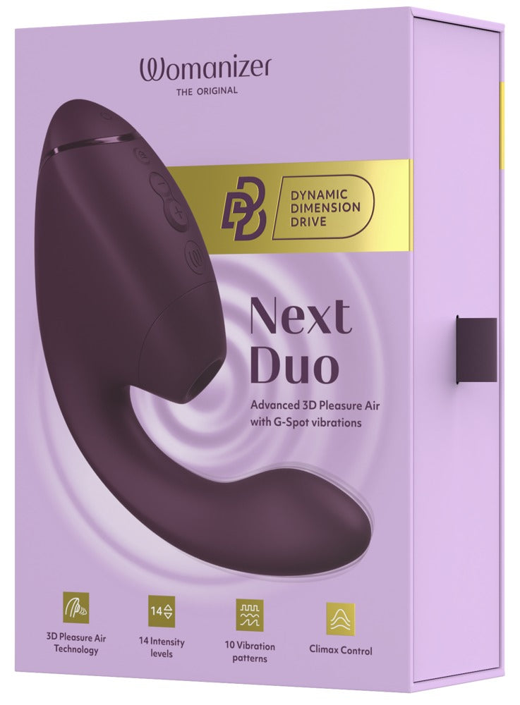 Womanizer Next Duo: succhia clitoride 3D e vibratore per il punto G, Viola scuro, foto 3