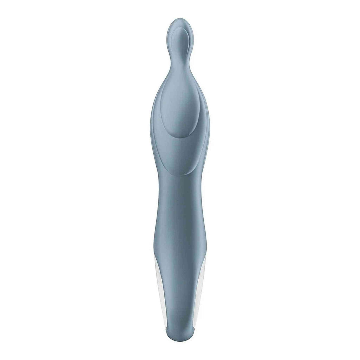 Vibratore punto A in silicone grigio chiaro con forma concava e base piatta