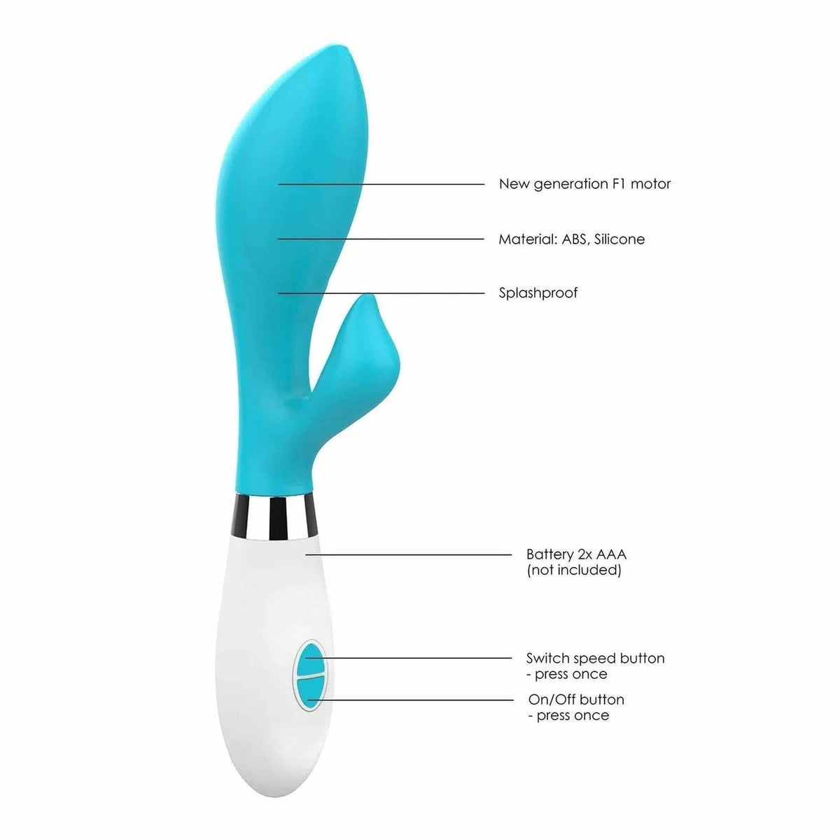 Achelois Vibratore Rabbit in Silicone con 10 vibrazione diverse - Azzurro