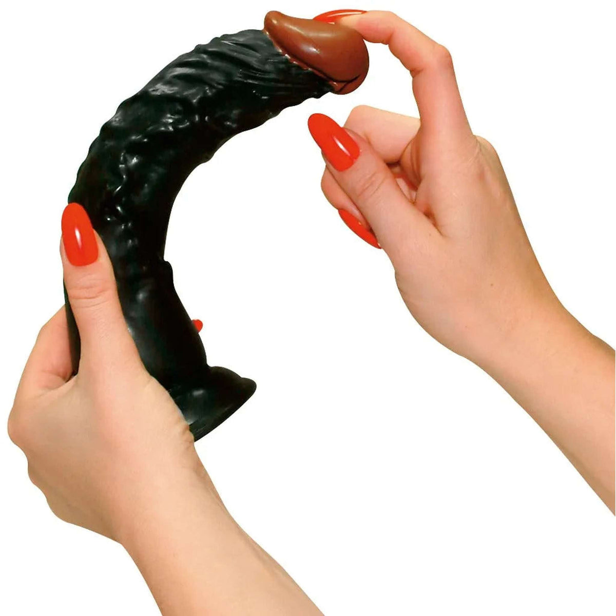 Dildo nero con testa marrone You2Toys, superficie testurizzata e curvatura ergonomica