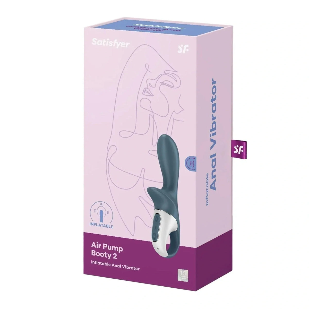 Scatola vibratore anale inflabile Satisfyer Air Pump Booty 2 grigio scuro