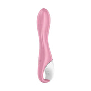 Vibratore Satisfyer Air Pump 2 rosa chiaro vista laterale con base bianca e logo SF