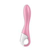 Vibratore Satisfyer Air Pump 2 rosa chiaro vista laterale con anello presa e bordo metallico