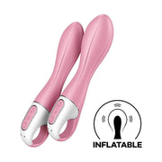 Doppio vibratore gonfiabile Satisfyer rosa chiaro con icona funzione inflatabile
