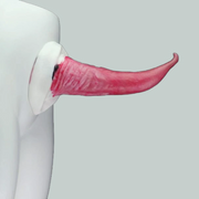 Dildo silicone rosa profilo laterale texture a pieghe