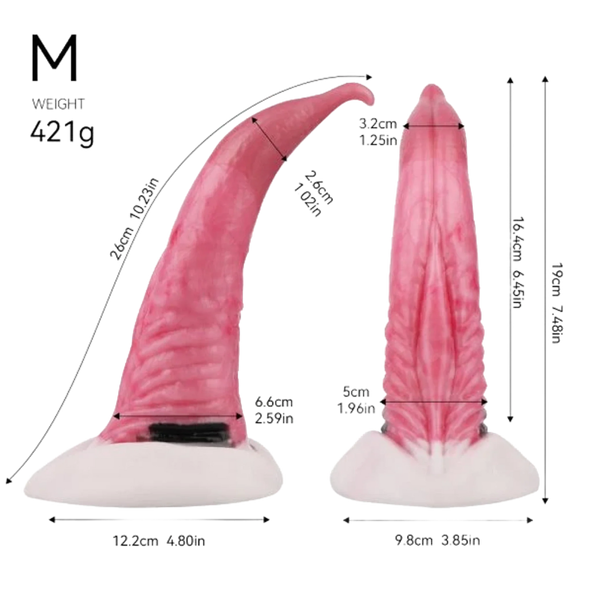 Dildo silicone rosa taglia M compatto base bianca