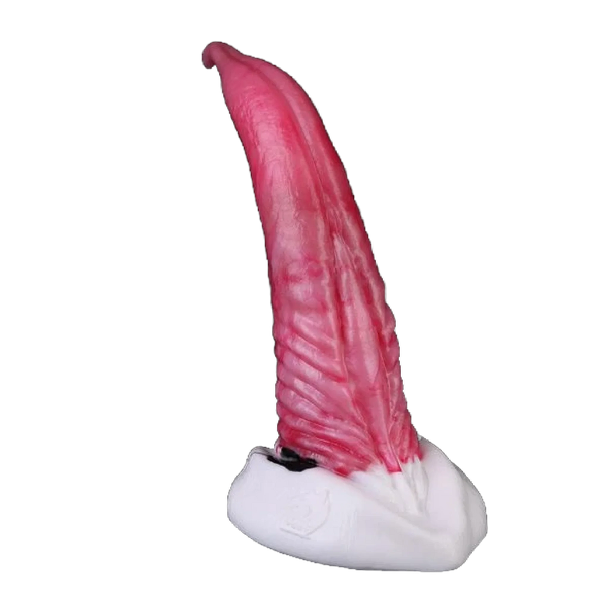 Dildo in silicone rosa texture ondulata vista laterale
