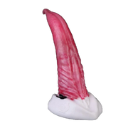 Dildo in silicone rosa texture ondulata vista laterale