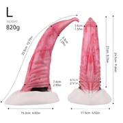 Dildo silicone rosa taglia L con base bianca e punta curva