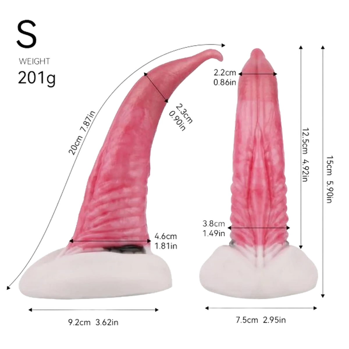 Dildo silicone S piccolo misure tecniche e peso 201g