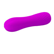 Vibratore viola in silicone Allen profilo curvo con texture a rombi inferiore