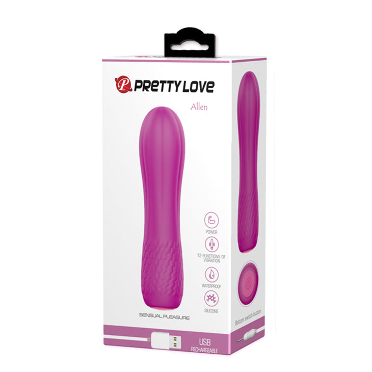 Scatola imballaggio vibratore Allen Pretty Love con icone 12 vibrazioni impermeabile