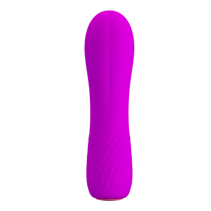 Vibratore viola in silicone Allen forma ergonomica verticale con base rosa