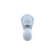 Vibratore azzurro chiaro in silicone opaco con apertura centrale circolare e sfera rotonda